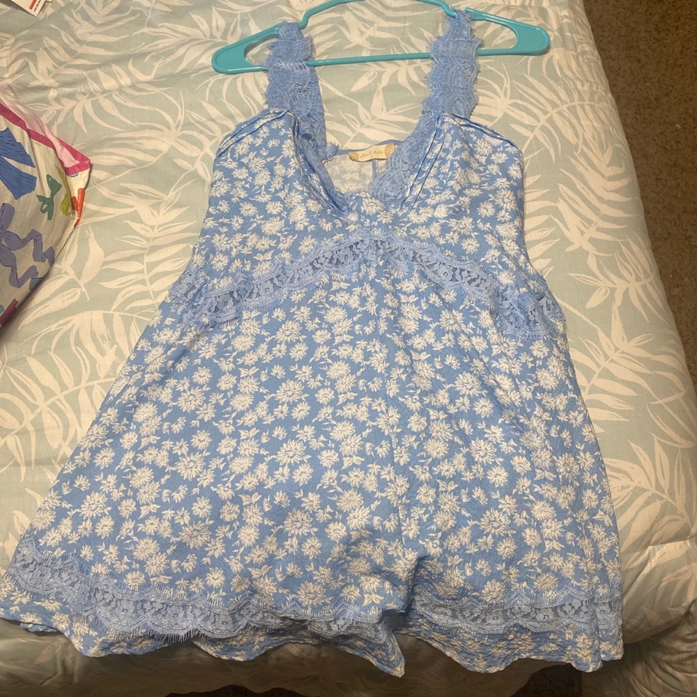 Altar'd State Light Blue Lace Floral Dress